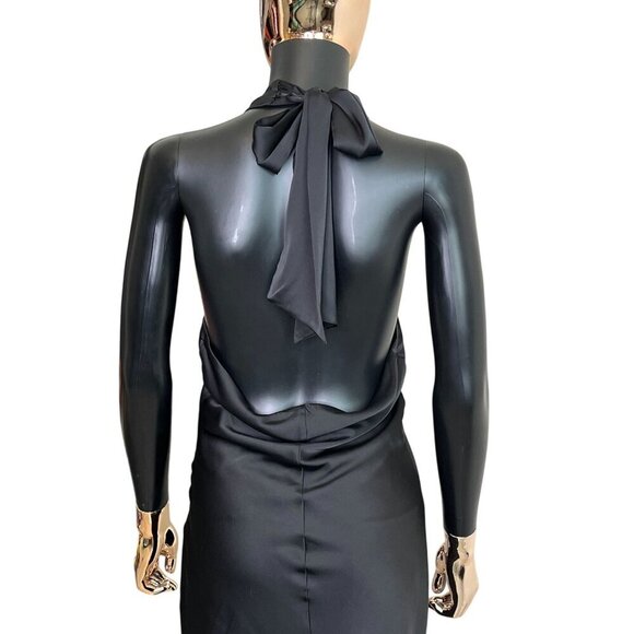 ✨ Express Black Sateen Halter Midi Cocktail Dress – NWT – Size Small - Picture 7 of 11